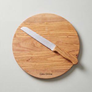 Olive-Wood Bread Board with Knife